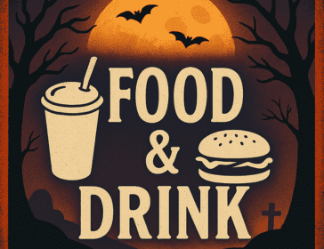 Cartoon to advertise food and drink for the hatton warwickshire halloween drive in experience